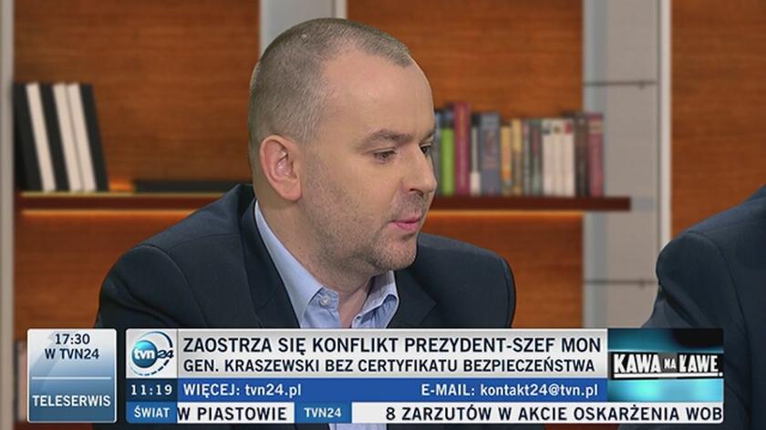 Prezydencki minister Paweł Mucha powiedział w "Kawie na ławę", że generał Kraszewski nie zgadza się z decyzją SKW