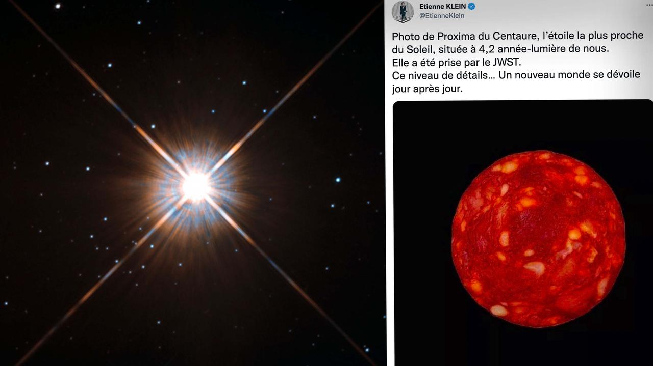 Physicist Étienne Klein posted a photo of Proxima Centauri.  It turned out to be a slice of chorizo ​​sausage