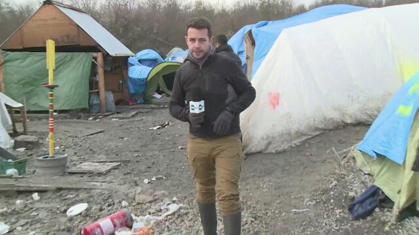 Reporter TVN24 w "dżungli" pod Calais