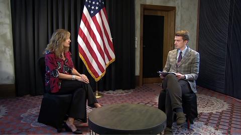 U.S. State Department's Ambassador-at-Large for Global Criminal Justice Beth Van Schaack in an interview for TVN24