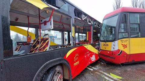 Zderzenie autobusu z tramwajem w Zgierzu