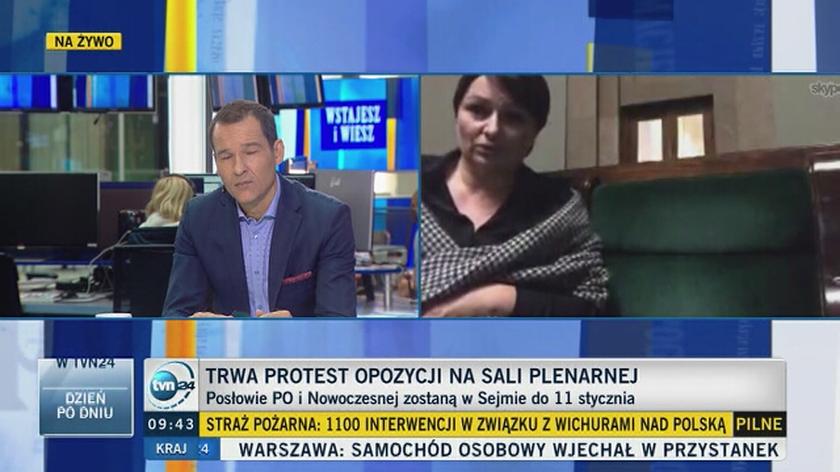 Posłanka PO relacjonuje protest w Sejmie