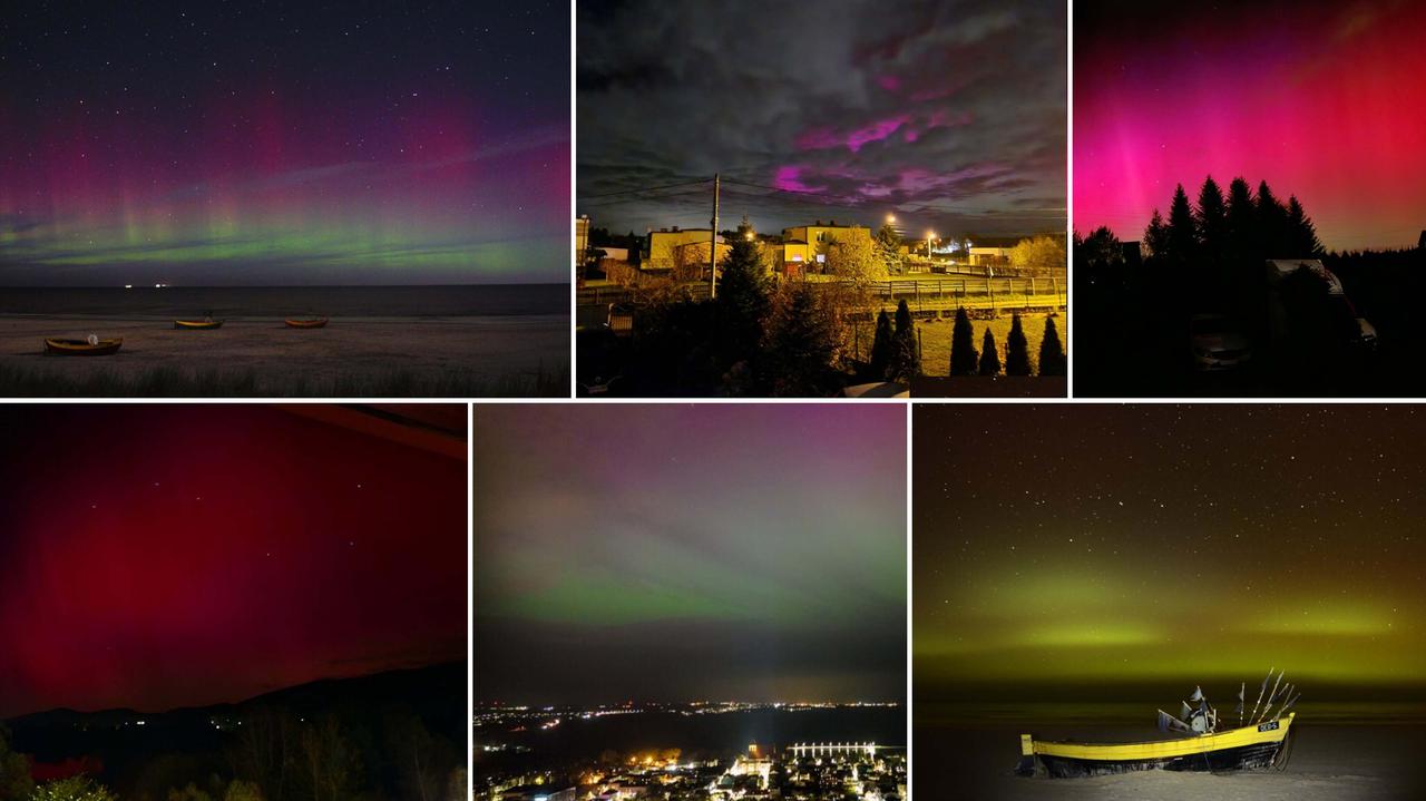 Northern lights in Poland.  A light scene over Poland through the eyes of 24 reporters