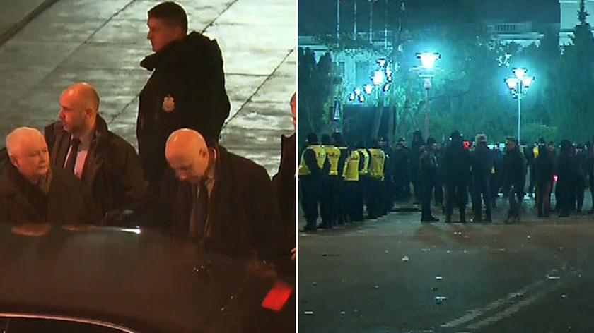 Prezes PiS i premier opuścili teren Sejmu, doszło do starć z policją