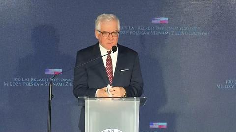 Wystąpienie szefa MSZ na gali z okazji stulecia stosunków dyplomatycznych Polska-USA