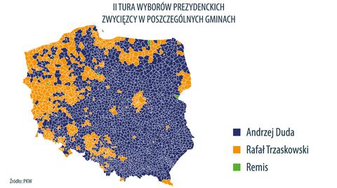 PKW: Andrzej Duda zdobył 51,03 procent głosów, a Rafał Trzaskowski 48,97 procent