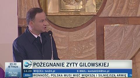 W uroczystościach pogrzebowych Zyty Gilowskiej udział wzięli m.in. prezydent Andrzej Duda i Jarosław Kaczyński