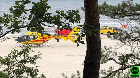 Akcja ratunkowa na plaży w Międzyzdrojach