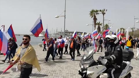Demonstracja prorosyjska na Cyprze