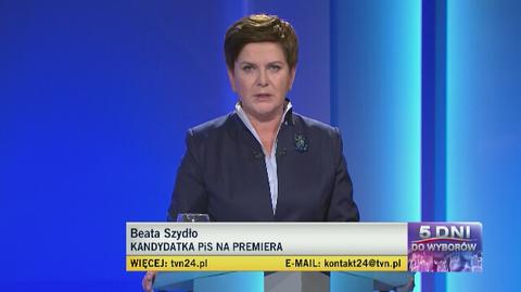 Beata Szydło odpowiada na pierwsze pytanie