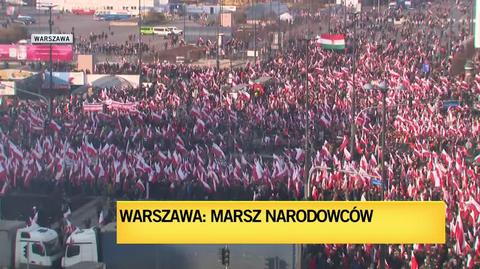 Uczestnicy marszu narodowców zgromadzili się na rondzie Dmowskiego 