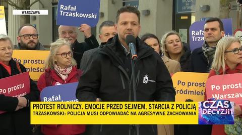 Rafał Trzaskowski o zajściach podczas protestu rolników