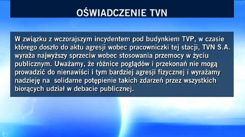 Oświadczenie TVN w sprawie ataku na Magdalenę Ogórek 