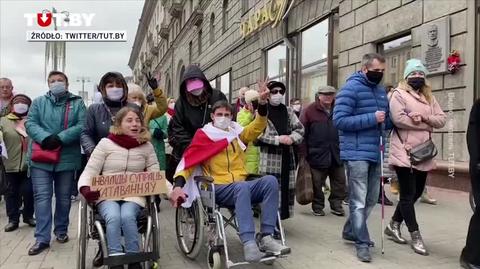 Wspólny protest kobiet i niepełnosprawnych w Mińsku 