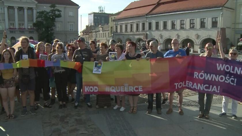 Manifestacja solidarności z członkami Marszu Równości z Białegostoku w Kielcach