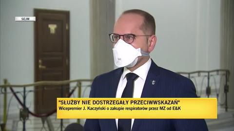 Szczerba i Motyka o oświadczeniu Kaczyńskiego w sprawie zakupu respiratorów