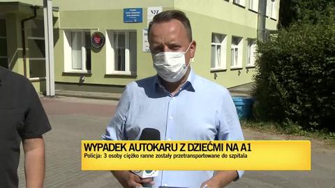 Poszkodowani z wypadku autokaru na autostradzie A1 w Szpitalu Dziecięcym Polanki w Gdańsku