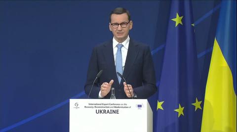 Premier Mateusz Morawiecki na konferencji o odbudowie Ukrainy