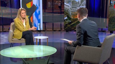 President of the EU Parliament Roberta Metsola in an interview for TVN24