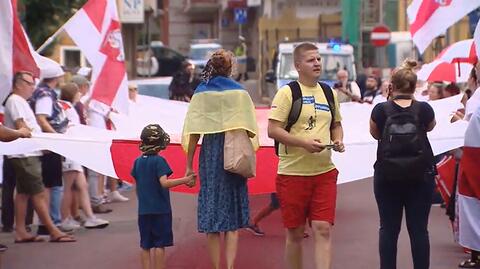 Marsz solidarności z Białorusią przeszedł ulicami Białegostoku