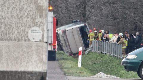 Wypadek autokaru na dk 17 w miejscowości Fajsławice (Lubelskie)
