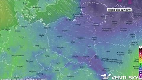 Prognozowana temperatura w dniach 9-13.12