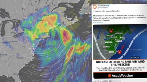 Prognozowane opady na północnym wschodzie USA w sobotę i niedzielę