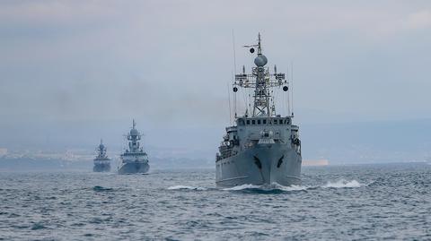 Rosyjskie okręty na Morzu Czarnym. Wideo archiwalne