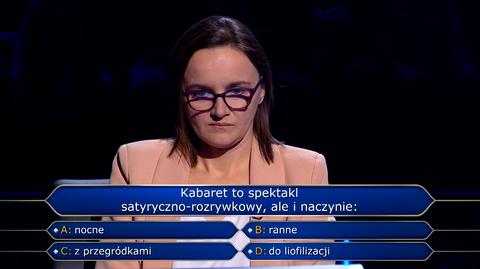 Pytanie w "Milionerach" o znaczenie słowa kabaret za 250 tysięcy złotych