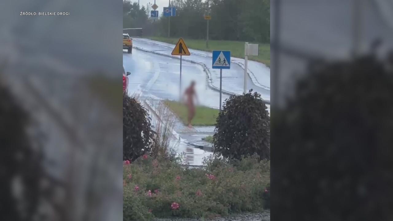 Nagi mężczyzna z nożem niszczył samochody i zaatakował kierującą