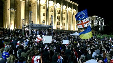 Szefowie MSZ Litwy, Estonii i Islandii ze sceny przed parlamentem wygłosili słowa poparcia dla Gruzinów