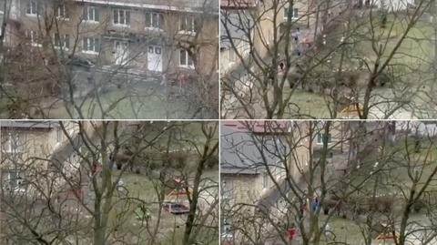 Dzieci z przedszkola w Kijowie uciekają przed rosyjskim atakiem 