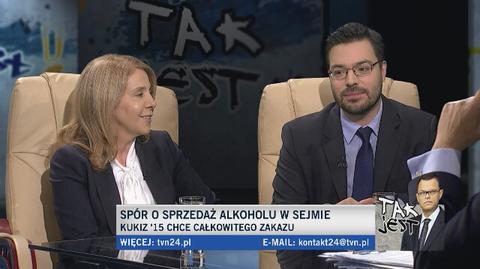 Barbara Dolniak i Stanisław Tyszka w "Tak jest" o kwestii alkoholu w Sejmie 