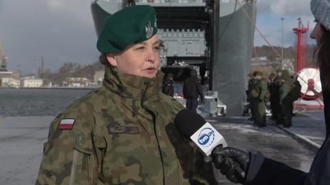 Mjr Magdalena Kościńska z 16. Pomorskiej Dywizji Zmechanizowanej o manewrach na Mierzei Wiślanej