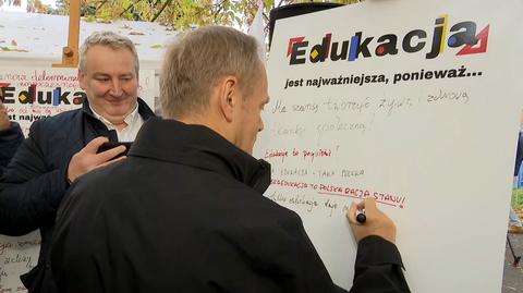 Tusk u nauczycieli w miasteczku edukacyjnym