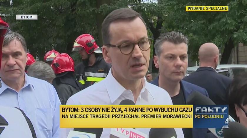 Premier Mateusz Morawiecki na miejscu tragedii w Bytomiu