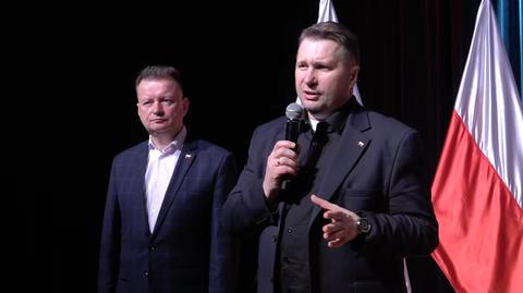 Przemysław Czarnek i Mariusz Błaszczak na spotkaniu z mieszkańcami Świdnika