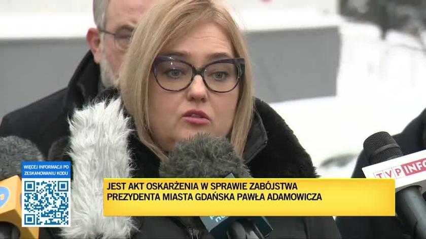 Magdalena Adamowicz o akcie oskarżenia w sprawie zabójstwa jej męża