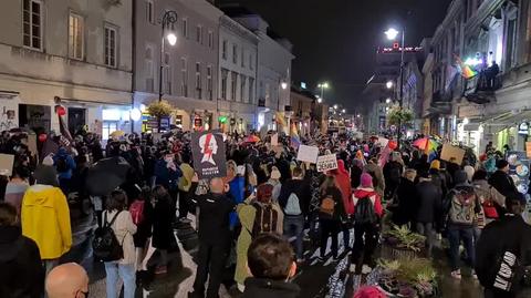 Protesters in downtown Warsaw