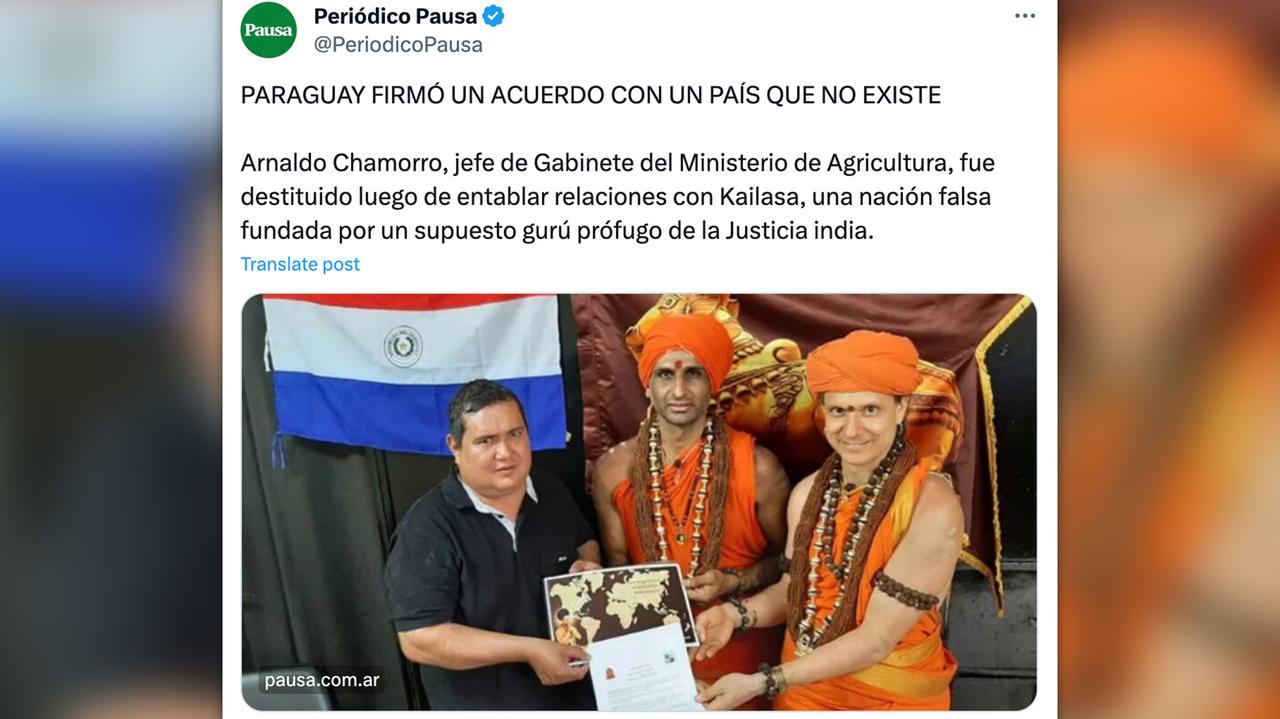 Paraguay.  Acord cu defunctul stat USK.  Demisia oficialului Arnaldo Chamorro