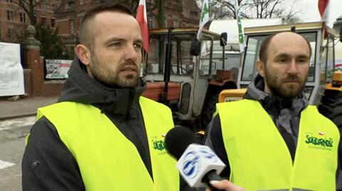 Reakcja protestujących rolników w Szczecinie na propozycje PiS