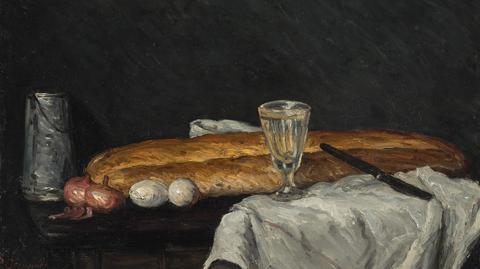 Obraz "Martwa natura z chlebem i jajkami" Paula Cezanne'a