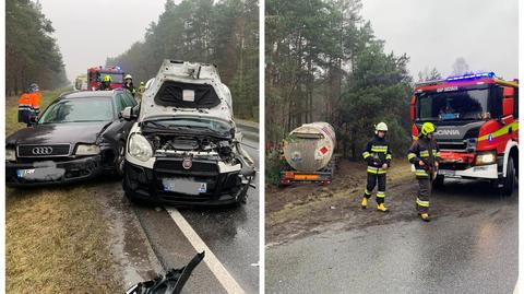 Prądocin. Wypadek z udziałem dwóch samochodów osobowych i cysterny