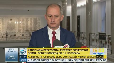 Neumann o wyborze terminu pierwszego posiedzenia Sejmu i Senatu