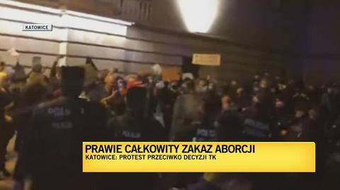 Starcie z policją na proteście w Katowicach