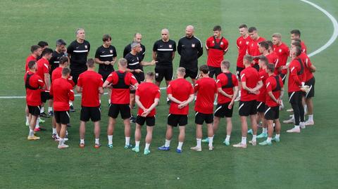 Robert Lewandowski during training with Poland's national team