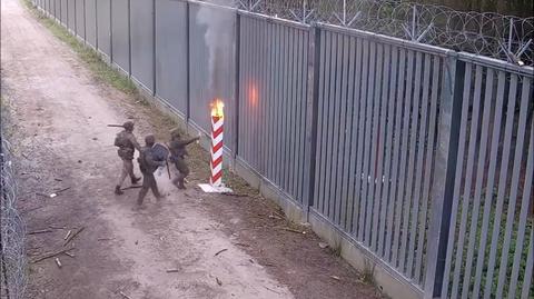 Migranci próbowali podpalić znak graniczny na granicy z Białorusią