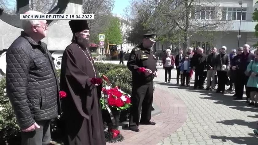 "Ceremonia żałobna" w Sewastopolu po zatonięciu krążownika Moskwa 