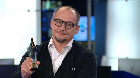 Michał Przedlacki w studiu TVN24 po otrzymaniu nagrody Grand Press