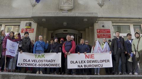 "Lex deweloper to dziwnie sformułowane prawo". Protest przed zabudową Burowca w Katowicach